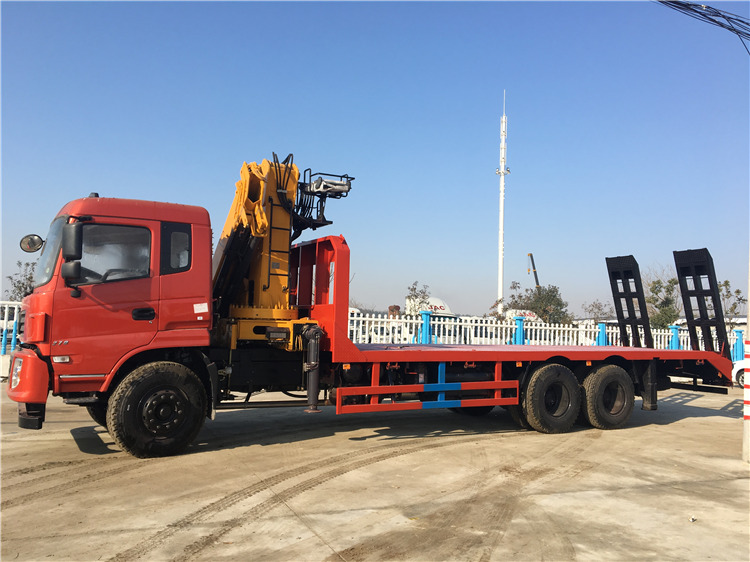 Dongfeng 6x4 Flatbed Truck With 12T Folding Crane